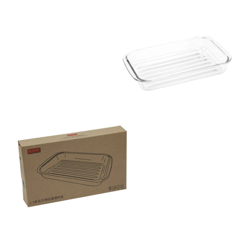 Durane Tempered Glass Ribbed Oven Roasting Tray 2L (Parcel Plus Rate)