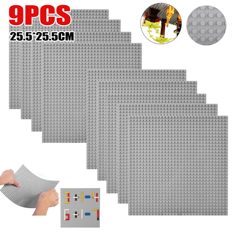 9pcs Lego baseboard, educational accessories, toy baseboard, Lego wall base-Multicolor