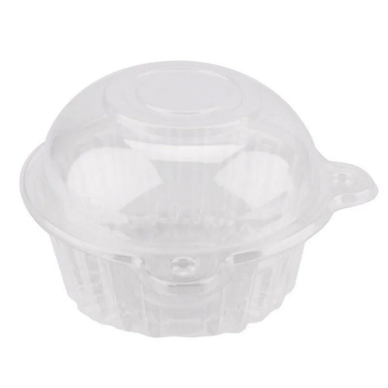 50Pc Plastic Cupcake Muffin Single Cup Cake Holders Boxes Pods Domes Cases Clear
