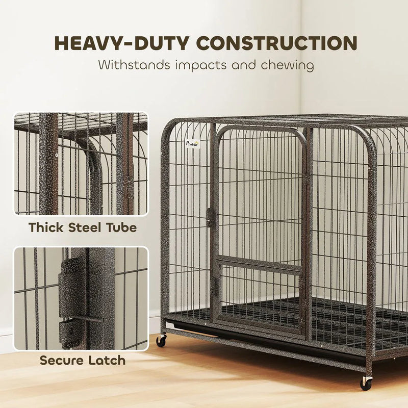 PawHut Heavy Duty Dog Crate,116 x 77 x 88 cm, Large Dog Cage for Small to Large Breeds