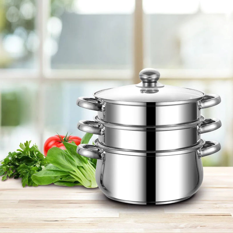 Sq Professional Lustro Stainless Steel Steamer 3 Tier 4.5L