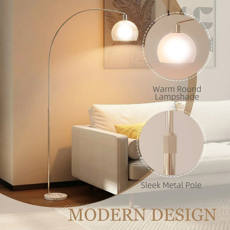 HOMCOM Floor Lamp for Living Room, Modern Standing Lamp with Shade & Foot Switch for Bedroom, Office, White