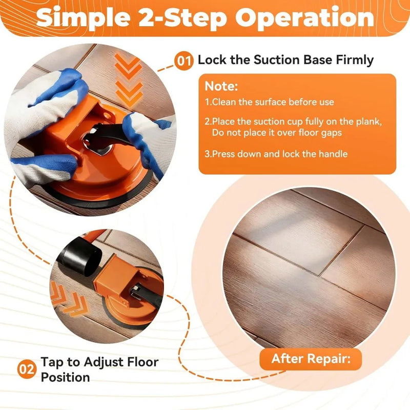 Upgraded Floor Gap Fixer Tool, Heavy Duty Suction Cup Plank Grabber with 3 Pads