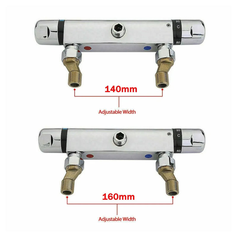 Bathroom Exposed Bar Thermostatic Shower Mixer Valve Tap Chrome 1/2" Outlet New