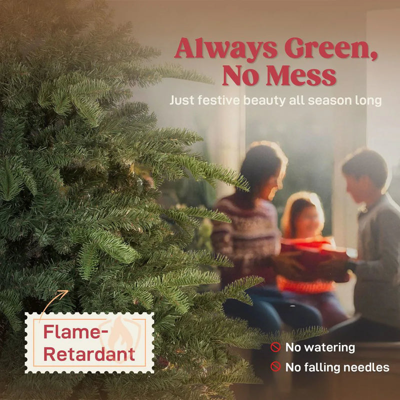 HOMCOM 5ft Artificial Christmas Tree with Realistic Branches, Easy Assembly - Green