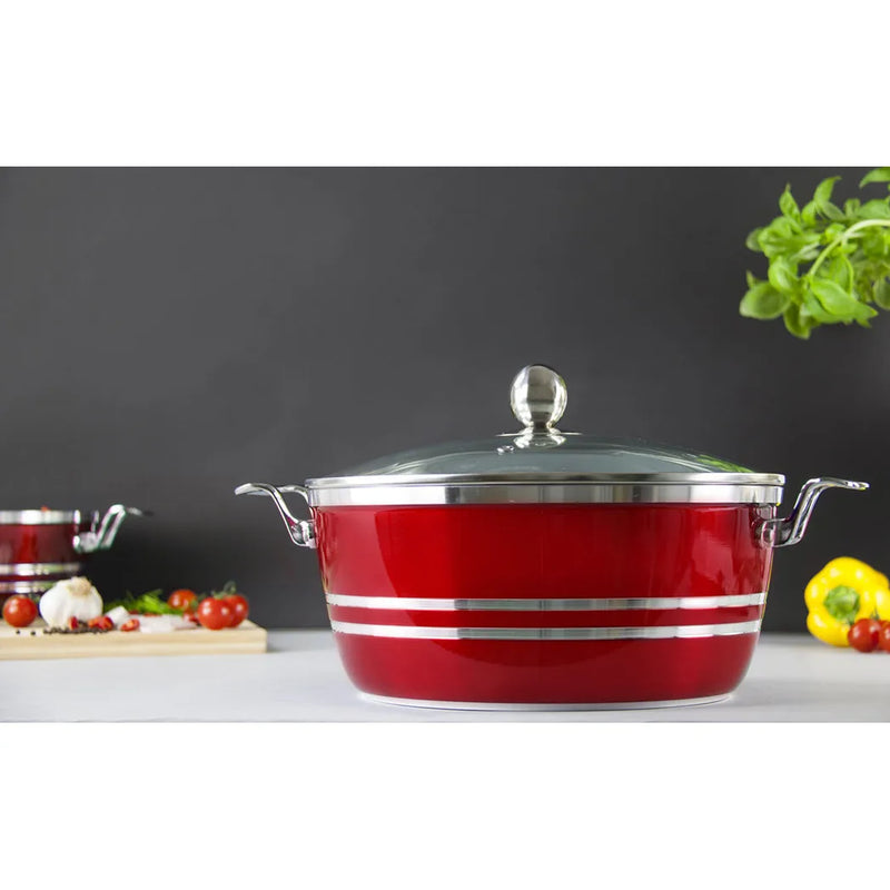 Sq Professional Metallic Die Cast Stockpot Set Of 5 Ruby