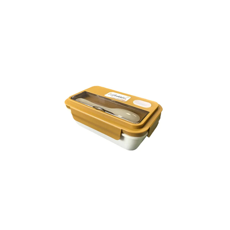 Plastic 2 Compartment Lunch Bo x With Spoon Assorted Colours