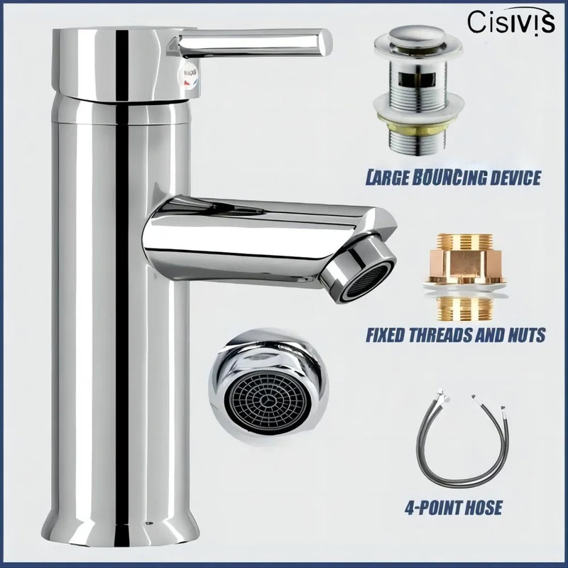 Cisivis Cloakroom Modern Bathroom Basin Sink Mono Chrome Mixer Tap Waste New