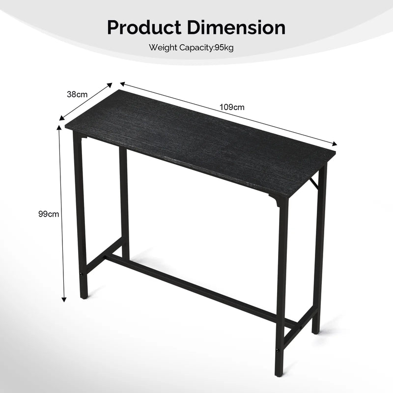 43-Inch Bar Table (Black) - 209 lbs Capacity Pub Height Table with Durable MDF Top & Metal Frame, Ideal for Kitchen/Bar Counte