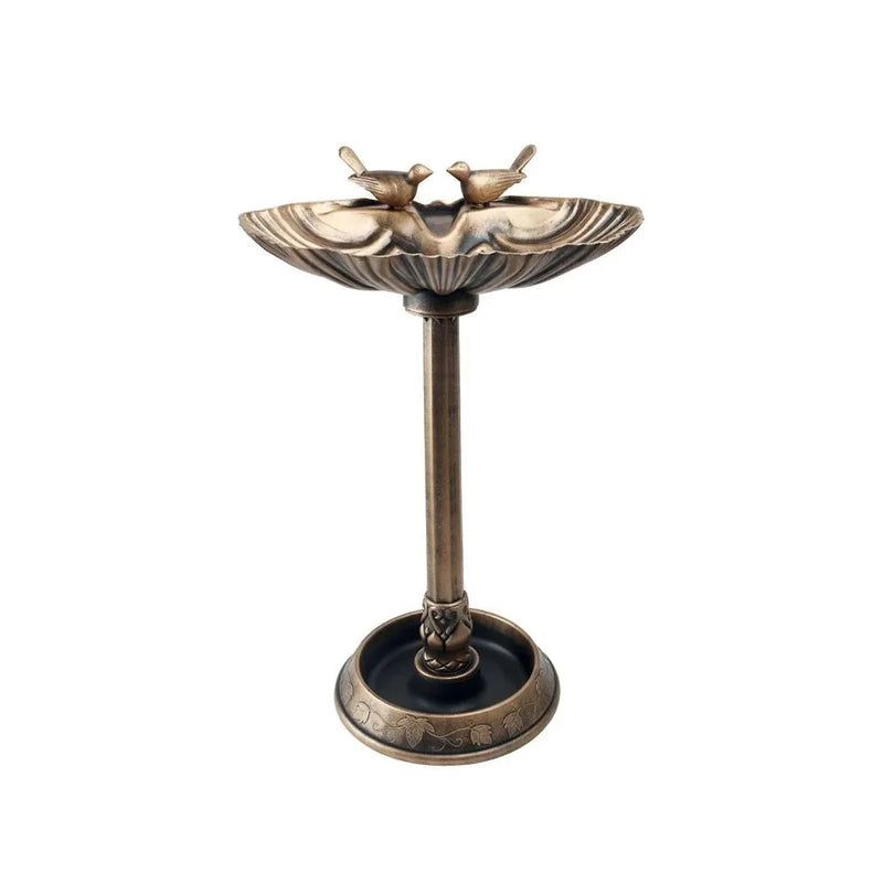 Bronze Effect Bird Bath With Bird Designs