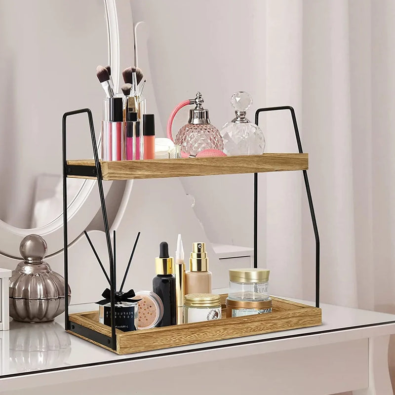 NEW 2 Tier Wooden Shelf Storage Unit Book Plant Stand Bathroom Kitchen Shelving Rack UK-Medium