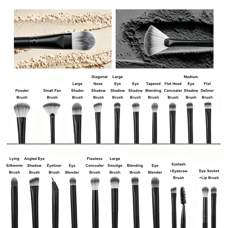 25pcs Makeup Brush Concealer Blush Foundation Eyeshadow Make Up Brush Makeup tools Black (US Logistics only For USPS.TK/TMEU only For self-pickup)