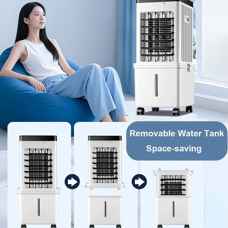 Portable Air Cooler, 12L Evaporative Cooling Fan with Remote, 3 Speed Air Conditioner Unit, 7H Timer, 65° Oscillation, Air Cooler with Humidifier for Bedroom, Living Room & Office, Energy Efficient Mobile Air Cooler