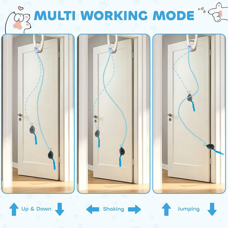 PawHut Interactive Cat Toys for Indoor Kittens & Adult USB Rechargeable Door Hanging Bouncing Mouse Teaser