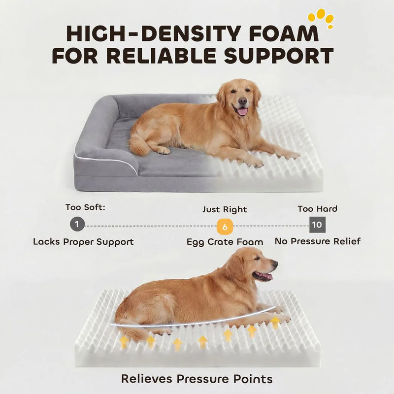 PawHut Dog Sofa Bed, Washable Pet Bed with Removable Cover and Non-Slip Bottom for Small, Medium and Large Dogs, Grey