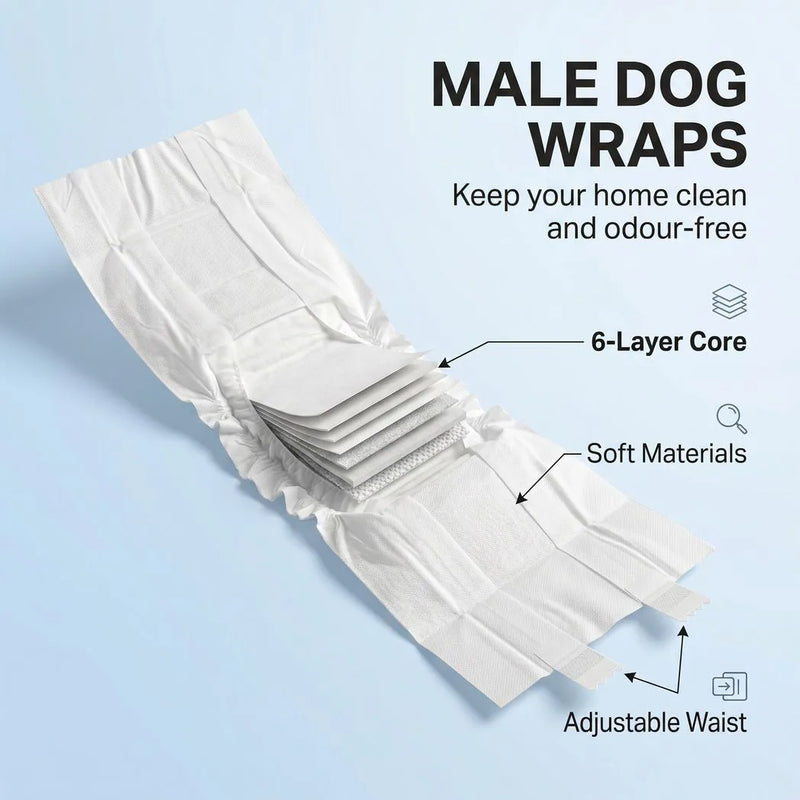 PawHut Dog Diapers Super Absorbent Leak-Proof Dog Nappies for Male Dogs Size XS 20-28 cm Waist