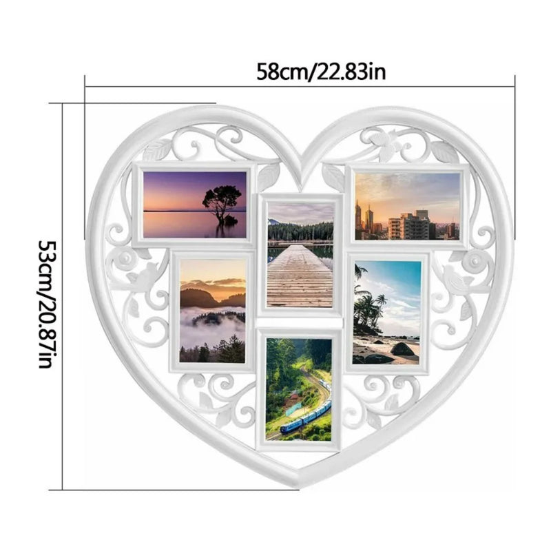 Large Photo Frame White Hanging Heart Shaped Multi Picture Love Frames Gift UK