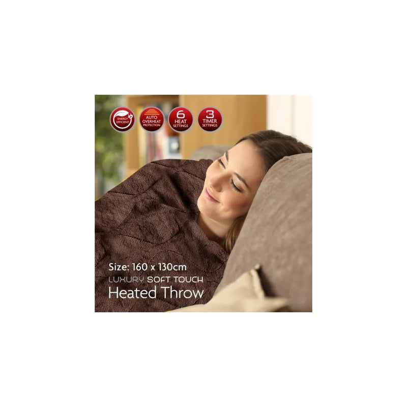 Lu x ury Soft Touch Electric Heated Throw Blanket