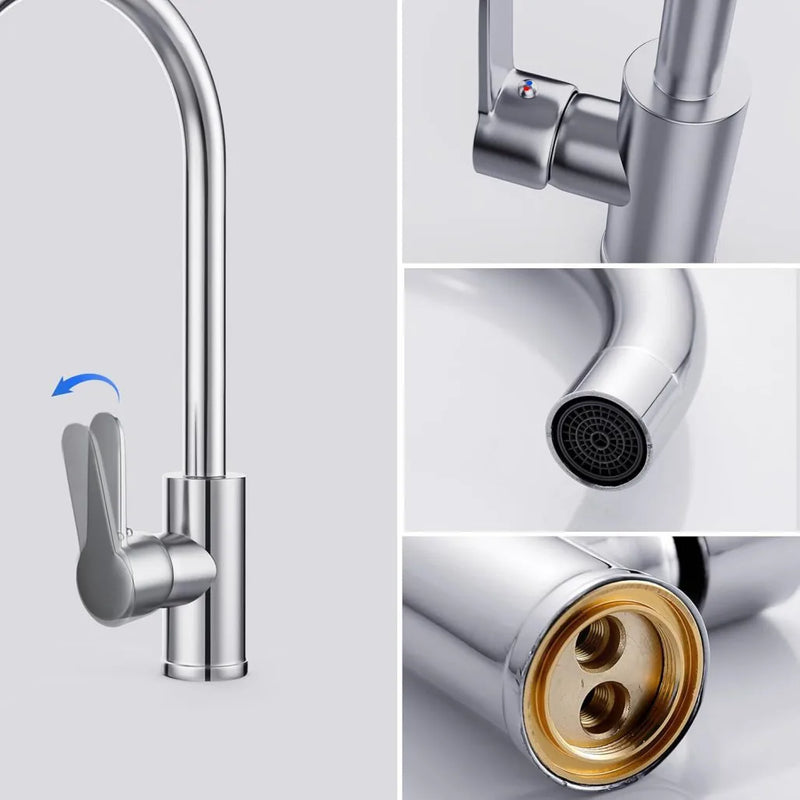 Kitchen Sink Mixer Taps Swivel Spout Single Lever Tap Mono Chrome Faucet Modern
