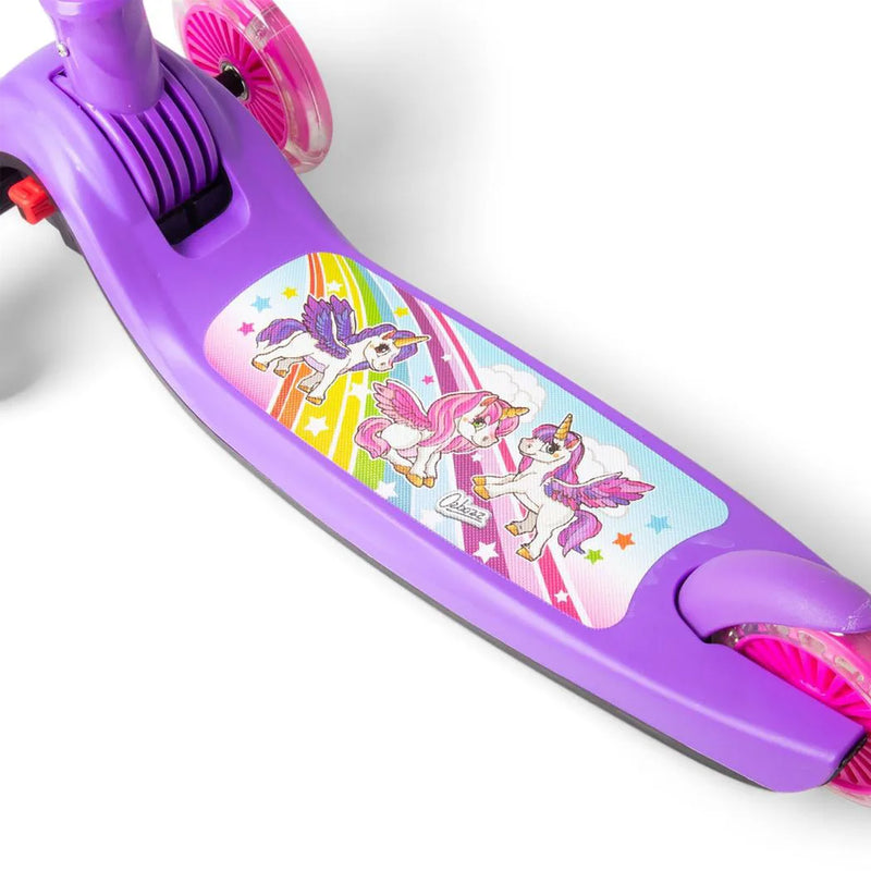 Unicorn Trail Twister Push Scooter With Light Up Wheels Outdoor Game - Purple for Girls