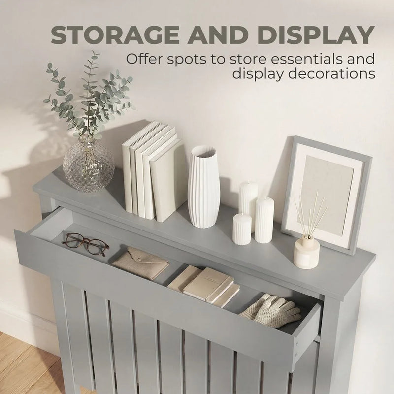 HOMCOM 93 x 88.5cm Rustic-Look Radiator Cover - Grey