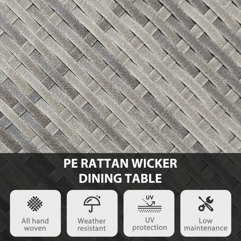 Outsunny 70 cm Wood-Effect Rattan Garden Table - Natural Wood Finish