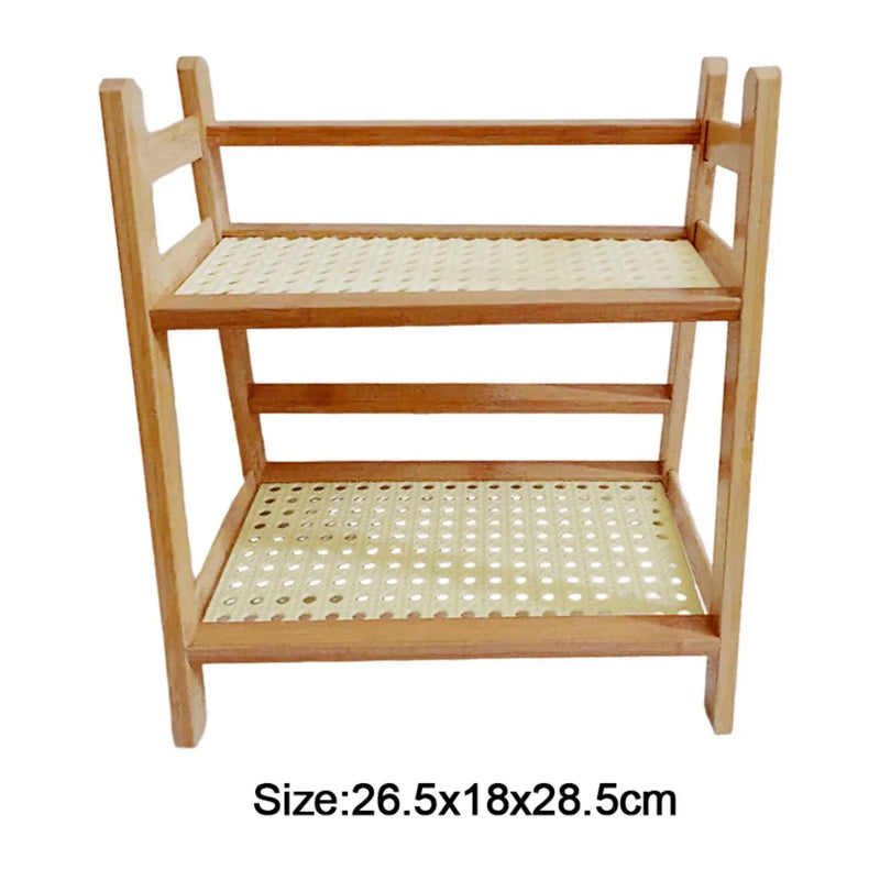 2 Layer Countertop Organizer Multipurpose Kitchen Wooden Rack Storage Shelf-L