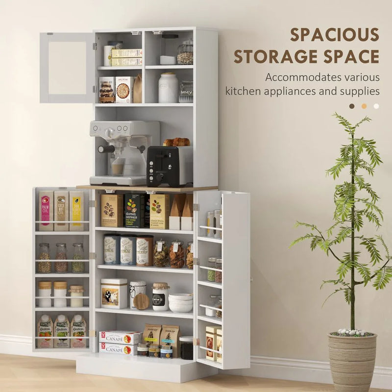 HOMCOM Two-Part Kitchen Storage Cabinet - White