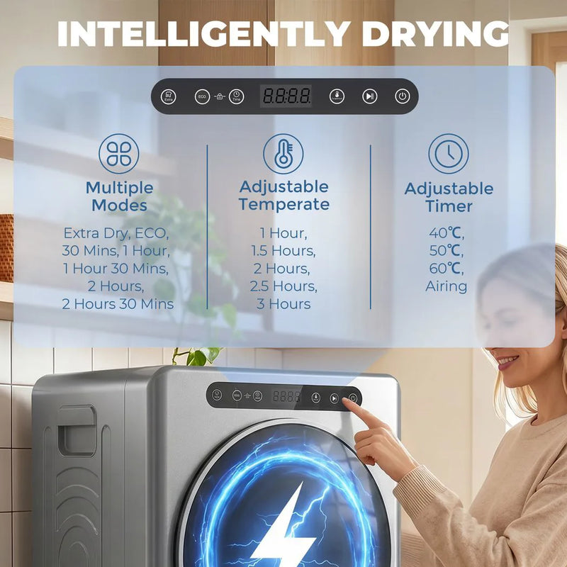 HOMCOM 5 kg Compact 40-60°C  Tumble Dryer - Silver Tone