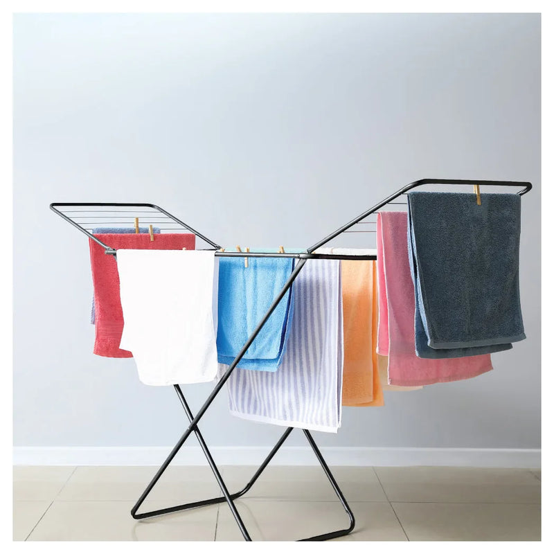 Durane Clothes Airer Dryer Foldable Black Ma x imum Load 18Kg