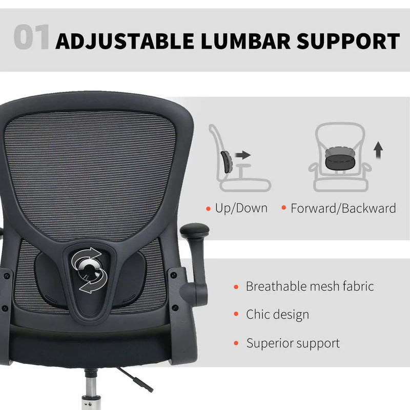 HOMCOM Draughtsman Chair, with Adjustable Lumbar - Black