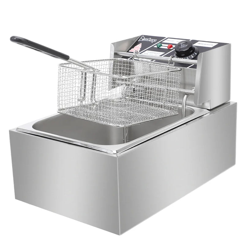 ZOKOP EH81 2500W 220-240V 6.3QT/6L Stainless Steel Single Cylinder Electric Fryer UK Plug