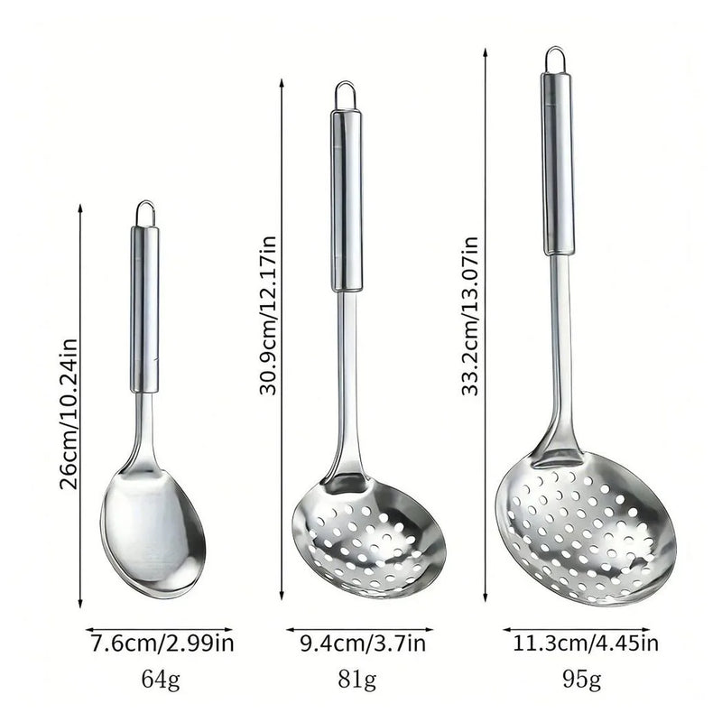9Pcs Stainless Steel Cooking Utensil Set Heat-Resistant Metal Kitchen Tools UK