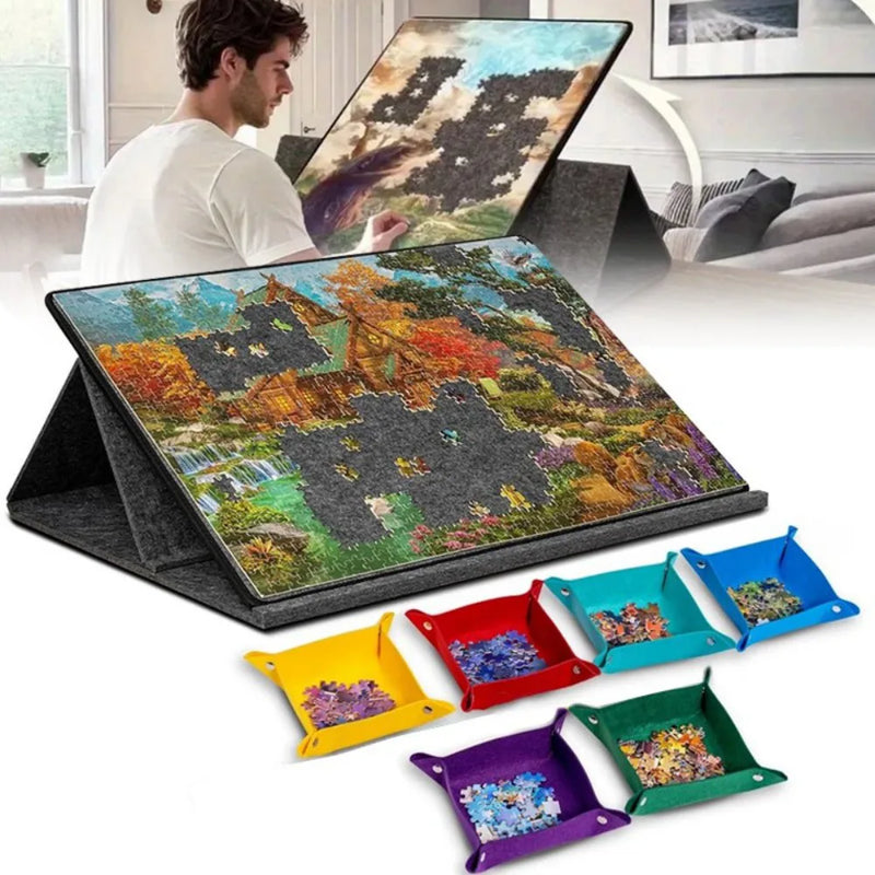 1000Pcs jigsaw Puzzle Board Portable Felt Puzzle Plateau 6 Drawers Puzzle Table