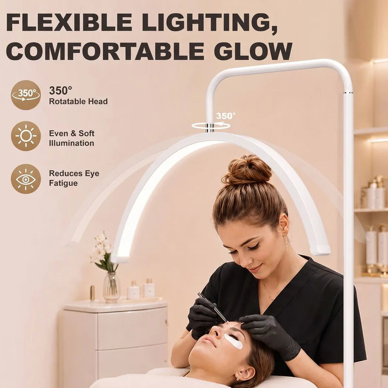 HOMCOM Half Moon Lash Light, 350° Rotatable Head, 7 Colours, Dimmable Beauty Floor Lamp, White