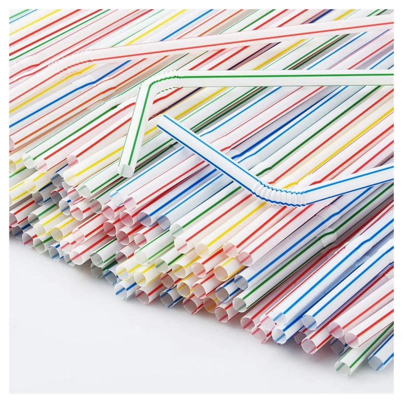1000 x Plastic Straws Bendy Colourful Straw Birthday Wedding Summer Party Drink