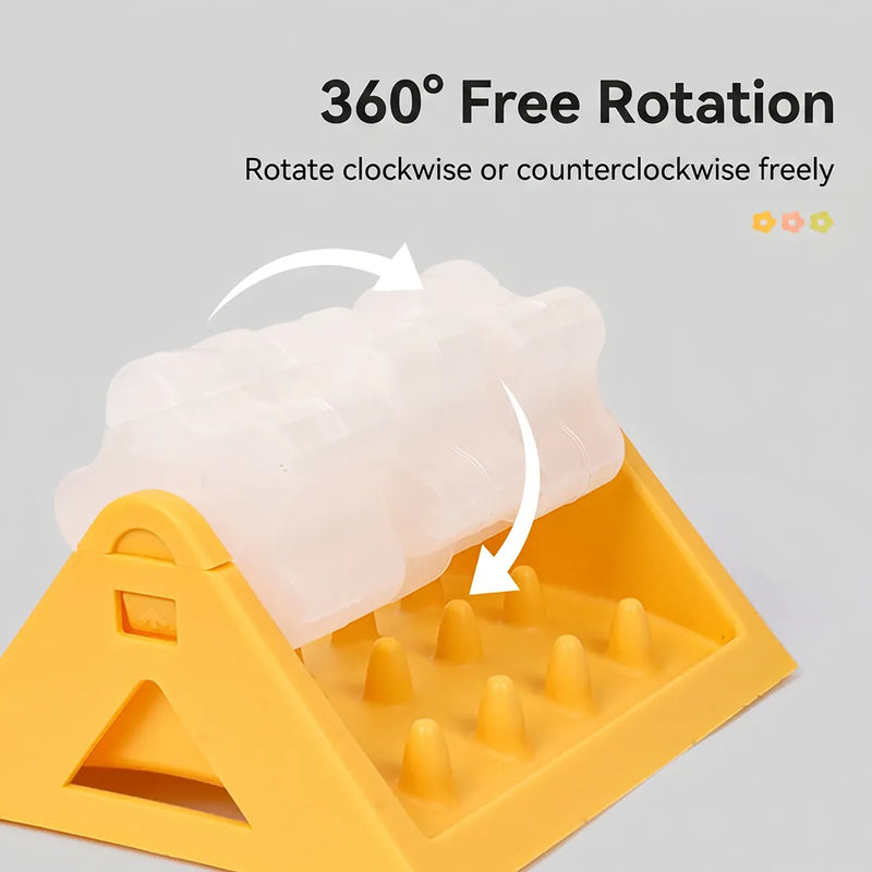360° Rotating Puzzle Dog Bowl Slow Feeder Anti Bloat Gulp Interactive Feed Dish-yellow