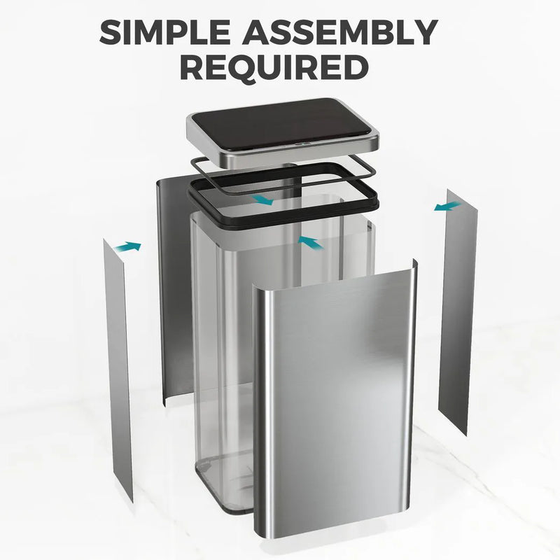 HOMCOM 50L Sensor Bin with Soft-Close Lid, Stainless Steel Automatic Touchless Motion Sensor Kitchen Bin, Silver Tone
