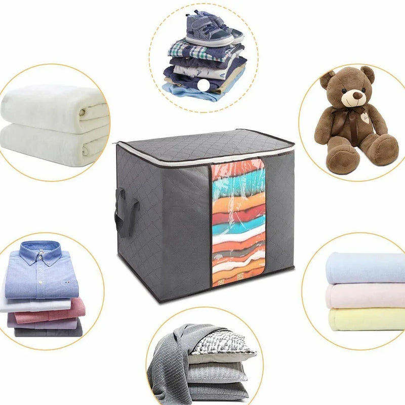 6 Pack 90L Storage Bags Zipped for Clothes, Bedding, Toys, Packing Moving Boxes-60*40*35 (horizontal)