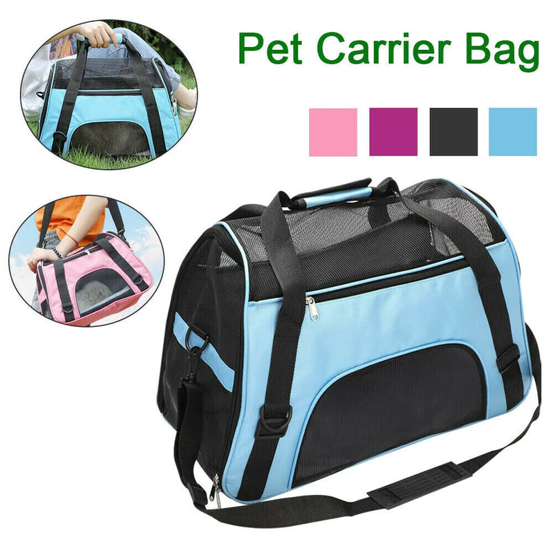 Large Pet Carrier Bag AVC Portable Soft Fabric Fold Dog Cat Puppy Travel Bag-Black