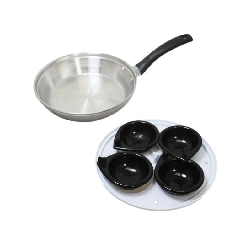 Non Stick Home Kitchen 4 Egg Poacher Pan With Long Safety Handle Egg Poacher