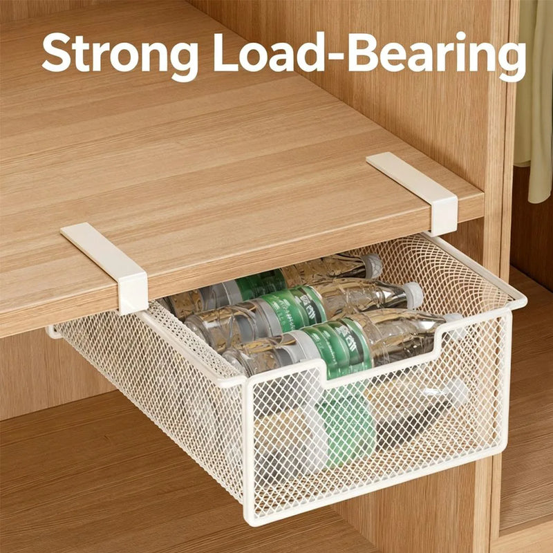 1PC  Pull-Out Wardrobe Storage Basket Hanging Storage Rack Underwear Storage Box-White