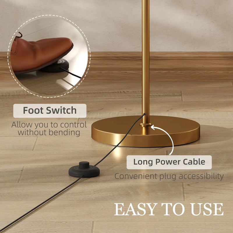 HOMCOM LED Floor Lamp with Remote Control - Gold Tone