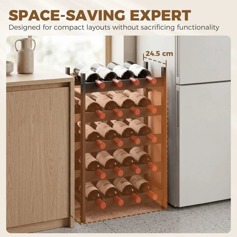 HOMCOM Wine Rack Freestanding Industrial Liquor Cabinet 5-Tier 20 Bottles Bar Stand with Adjustable Feet, Black