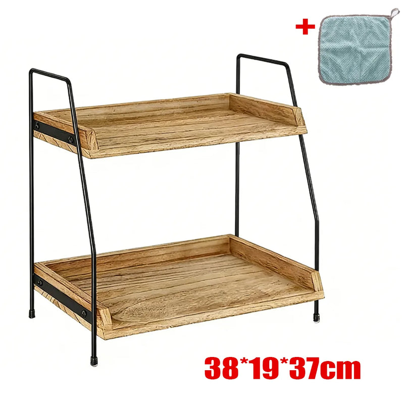 NEW 2 Tier Wooden Shelf Storage Unit Book Plant Stand Bathroom Kitchen Shelving Rack UK-Medium