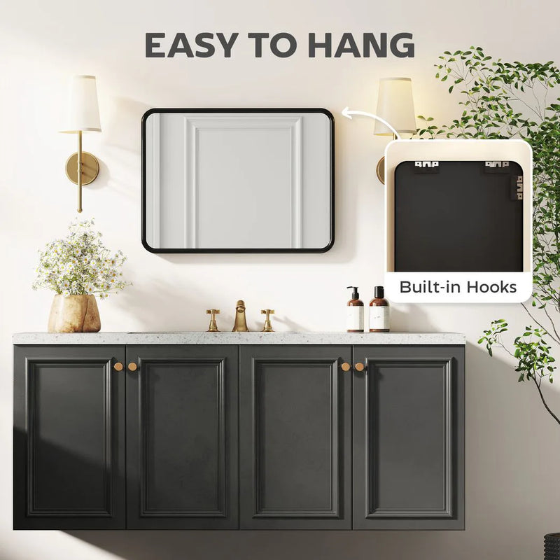HOMCOM Rectangular Wall Mirror with HD Glass - Black