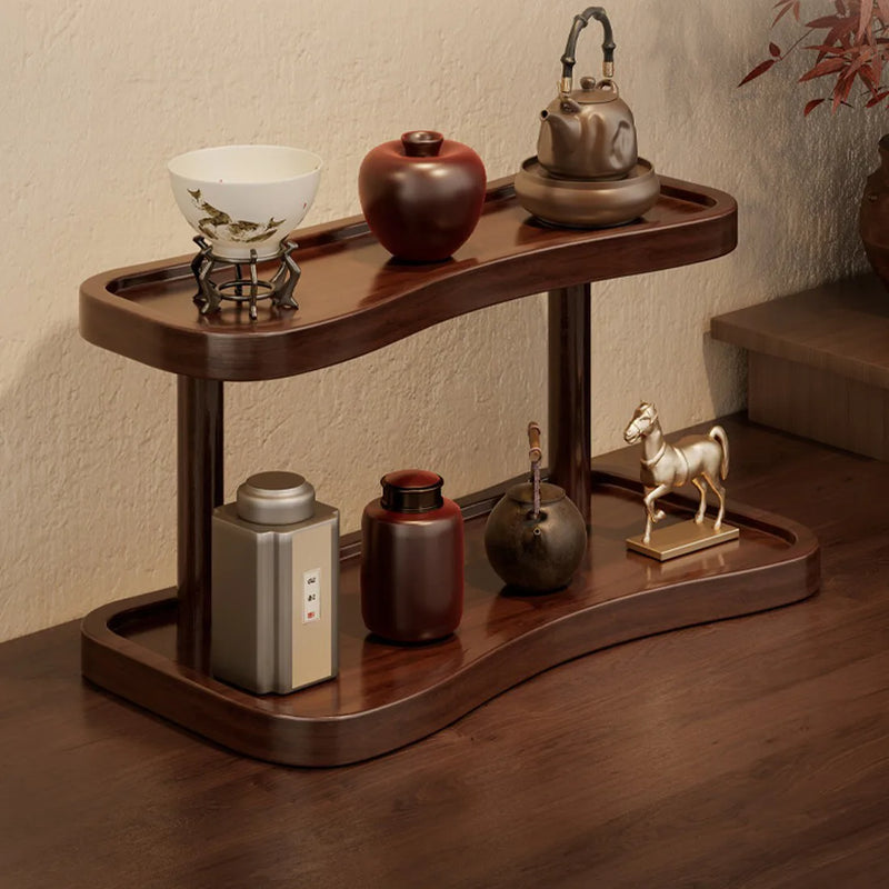 2 Tier Bamboo Desktop Organizer Stand Bookcase Table Rack Kitchen Storage Shelf