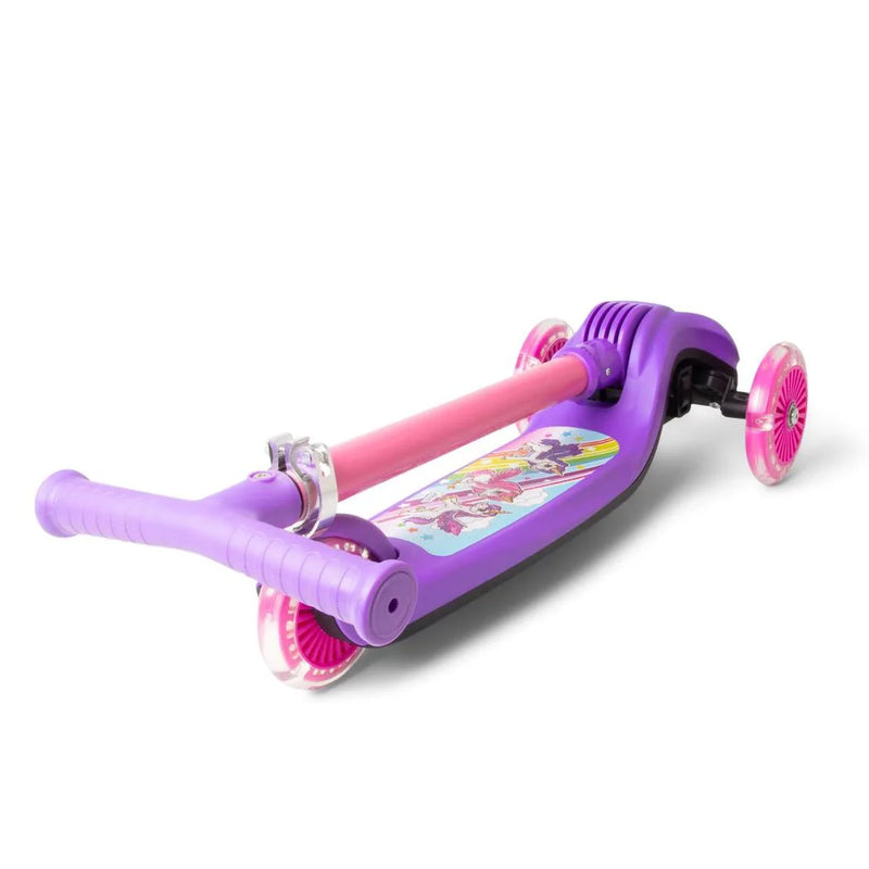 Unicorn Trail Twister Push Scooter With Light Up Wheels Outdoor Game - Purple for Girls