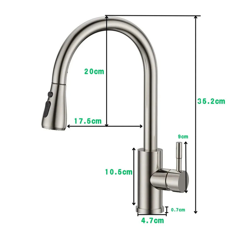 360° Kitchen Sink Mixer Taps Pull Out Spout Spray Single Lever Modern Mono Tap-black