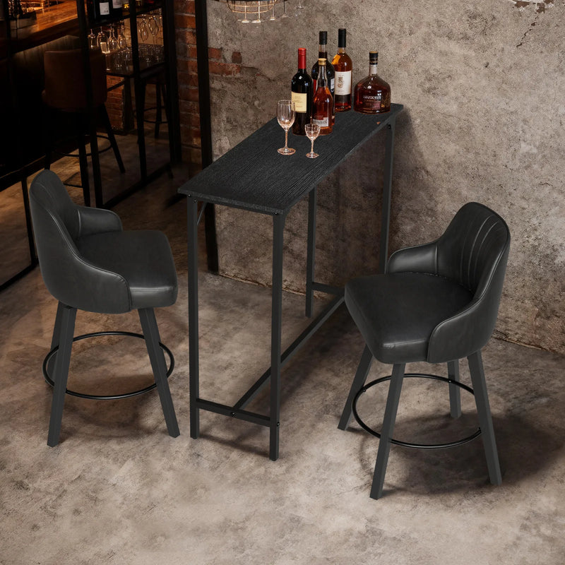 43-Inch Bar Table (Black) - 209 lbs Capacity Pub Height Table with Durable MDF Top & Metal Frame, Ideal for Kitchen/Bar Counte